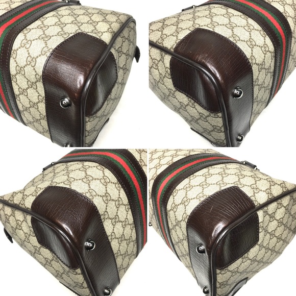 Gucci authentic brown monogram coated canvas unisex travel bag - Picture 14 of 15
